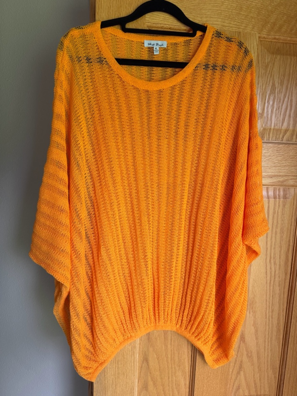 White Birch Boutique Round Neck Dolman Crochet Marigold Banded Hem Orange XL